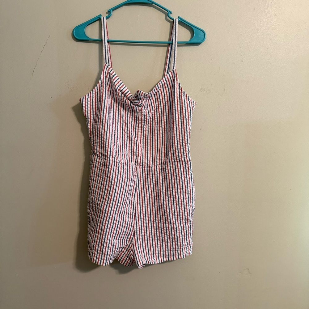 Vineyard Vines Red, White & Blue Striped Seersucker Romper